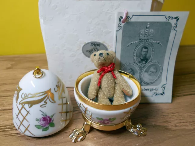 Nr. 59/100 BING Fabergé Ei Egg Saxonia Meissen Porzellan Bing Mini Teddy Schuco