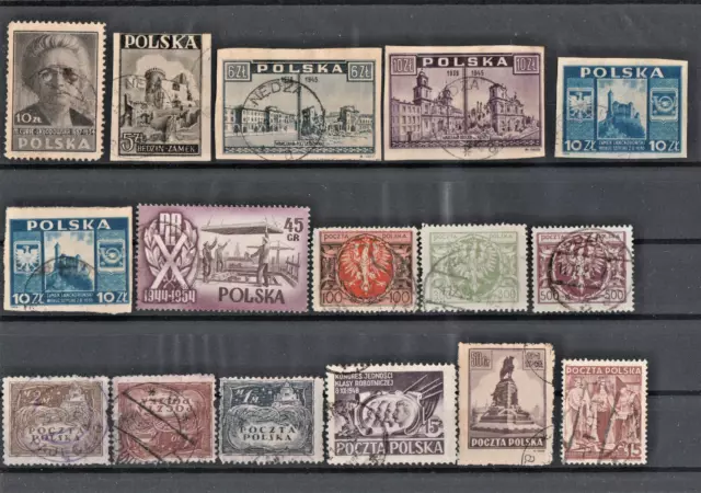 Polska ab 1900 gestempelt 16 Briefmarken