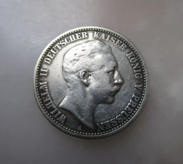 Ancienne belle pièce de monnaie zwei 2 Mark 1905 Wilhelm II argent massif Prusse