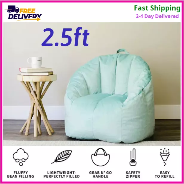 Big Joe Joey Bean Bag Chair, Plush, Kids/Teens, 2.5ft, Kids/Teens, Turquoise NEW