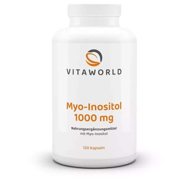 Vita World Myo Inositol 1000mg 120 capsules Made in Germany Vegan Highly Dosed