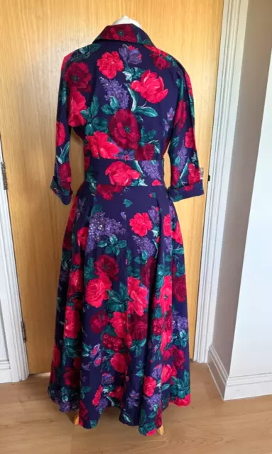 Droopy Browns Ladies Dress 14 Vintage Angela Holmes Maxi Full Skirt 80's Floral 3