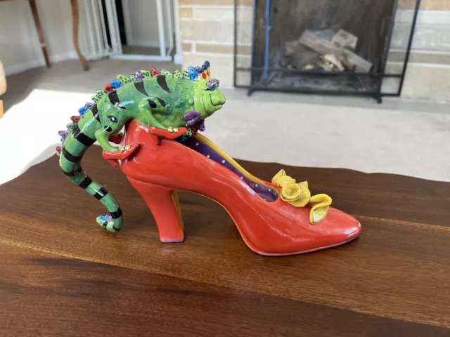 **Rare** Vintage Diane Kwiecien Lizard of Oz Iguana with Ruby Slipper Figurine