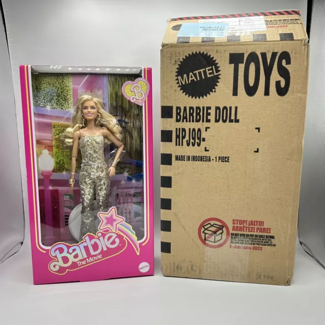Barbie The Movie Collectible Doll, Margot Robbie as Barbie in Gold Disco  Jumpsuit 