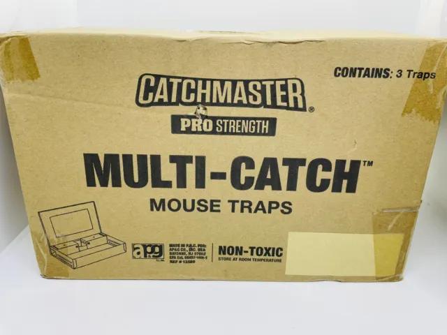 Catchmaster 3 Mouse Traps Multi Catch Solid Top Lid Tincats 612MCS
