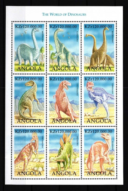 Angola ZD-Bogen 1297-1305 postfrisch Prähistorische Tiere Dinosaurier #HR183