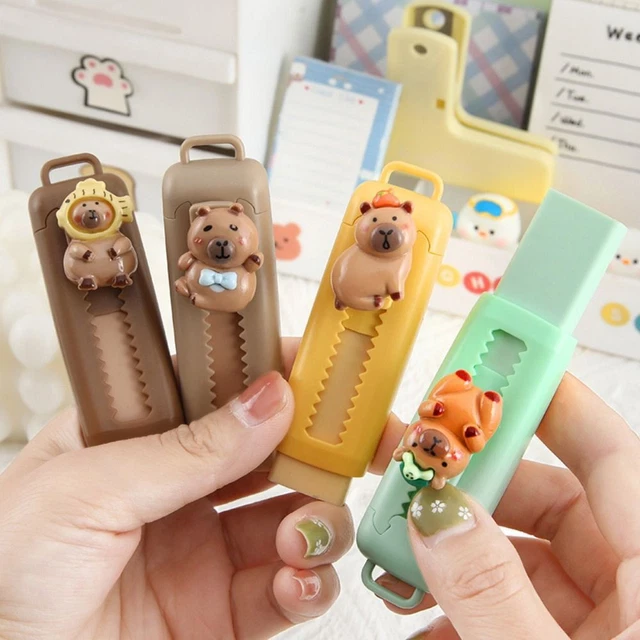 WIPING PUSH PULL Eraser Retractable Pencil Rubber Capybara Eraser ...