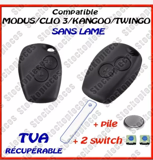 Boitier de Clé Télécommande Coque Clef Plip pour RENAULT Clio 3 Twingo 2  Modus 