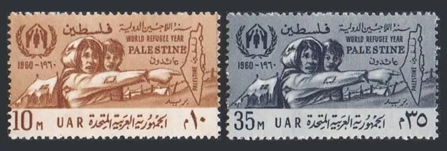 Egypt-Palestine N73-N74,hinged.Mi UAR 16-17. World Refugee Year WRY-1960.Map.