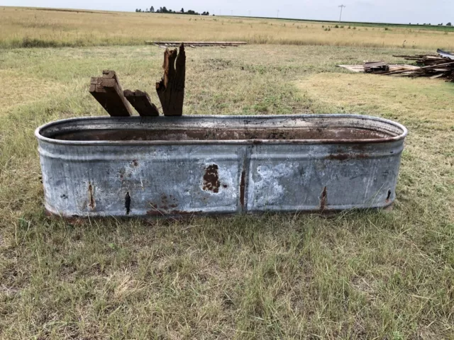 * Stock Tank Steel Round End 210 Gallon Galvanized Livestock Water Farm Vintage