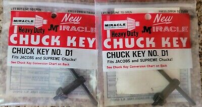 Pair of (2) Miracle Chuck Keys D-1 Chuck  New in Original  packaging