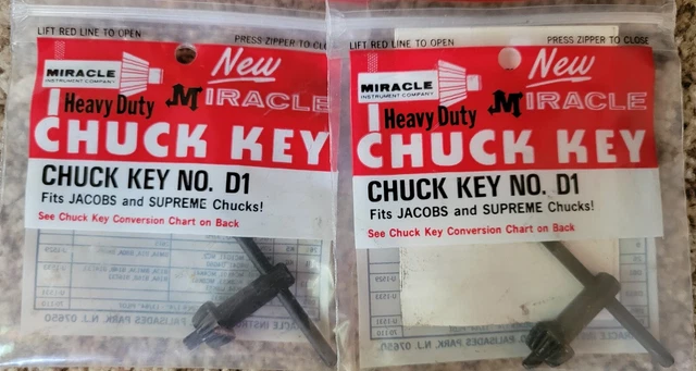 Par de (2) Chuck Keys Miracle D-1 Chuck Nuevo en Embalaje Original