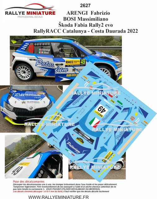 Décalcomanies 1/18 Skoda Fabia Arengi - Rallye De Catalogne 2022 WRC, Référence 2627