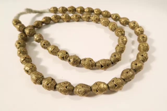 Schöne Strang Messingperlen EB53 Gelbguß Ghana Brass Beads Ashanti Akan Afrozip