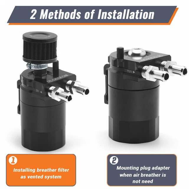 UNIVERSAL ALUMINUM 350ML Oil Catch Can & Breather Filter Baffled