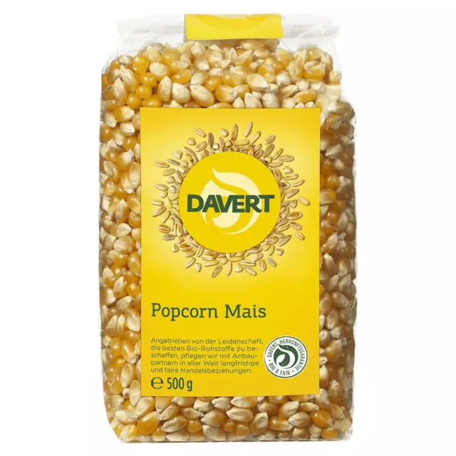 Davert Popcornmais 500g  | zum Selbermachen süß salzig Snack Knabbern