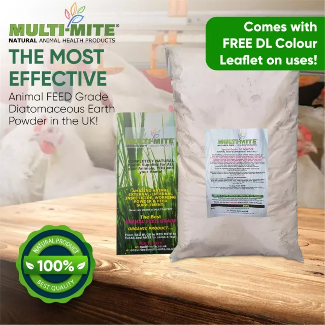 MULTI MITE Diatomaceous Earth FEED Supplement Grade DE Powder Red Mite Fleas