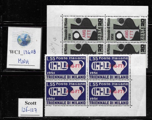 WC1_13408. ITALY:TRIESTE FTT. Blocks of 1951 MILAN'S ART FAIR.Scott 126-127. MNH