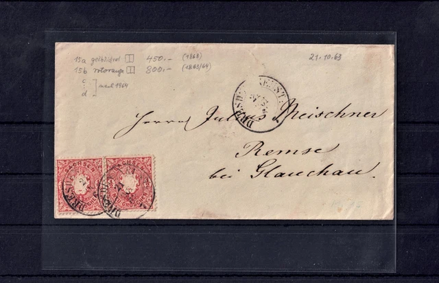 1863 Brief Altdeutschland Sachsen Mi. Nr. 15a/b