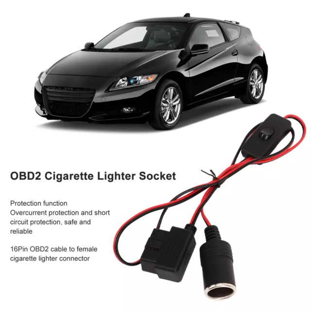 ZZ1 OBD2 Cigarette Lighter Socket 16Pin Waterproof Overcurrent Protection Female