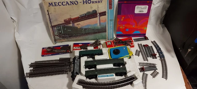 Train Ancien Hornby Meccano SNCF BB-8051 - Lot Avec Wagons, Rails Et Transfo