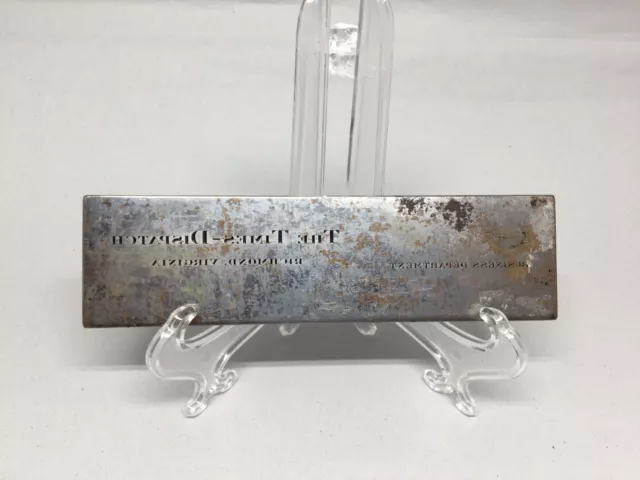 K9) Vintage Richmond Times Dispatch Business Newspaper Printing Press Block