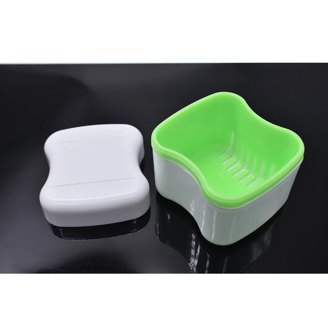 2Pcs Denture Bath Storage Case False Teeth Box Mesh Container Organizer Dental