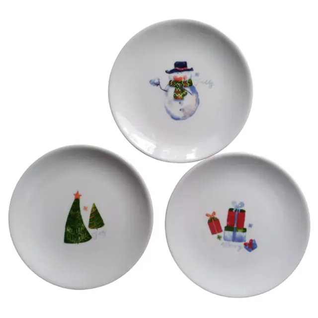 Pier 1 Plates Appetizer Christmas Earthenware 6" - Limited Edition Snow