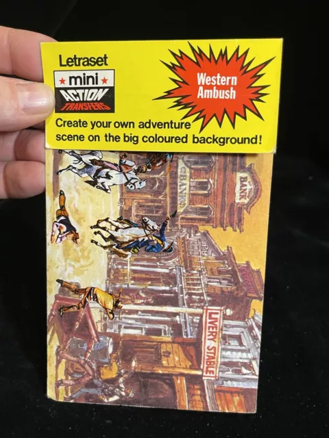 Vintage 1980s Wild WESTERN AMBUSH LETRASET MINI ACTION TRANSFERS COWBOYS USED