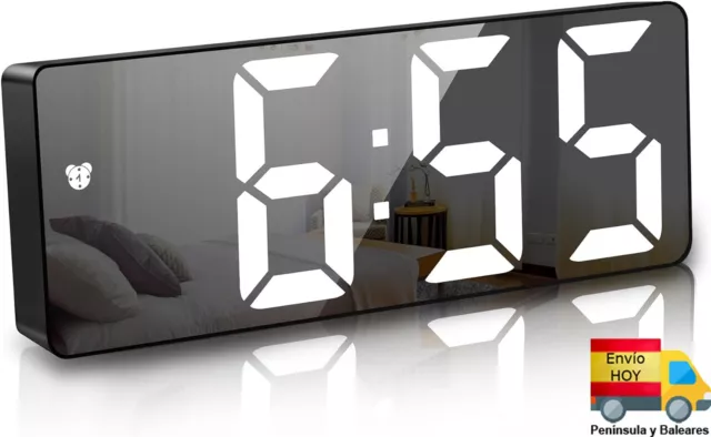 RELOJ DESPERTADOR 16cm LED TEMPERATURA FECHA ALARMA CONTROL POR SONIDO ENVIO HOY