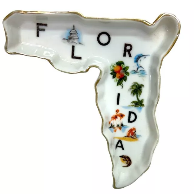 Florida Porcelain Souvenir  Dish Hl Moore Co Occupied Japan