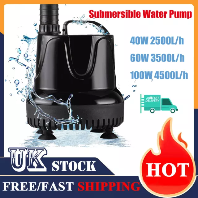 2500 - 4500L/H Submersible Water Pump Fish Tank Aquarium Feature Pond Fountain