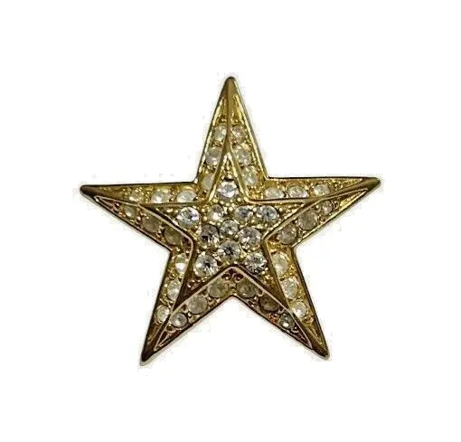 Vintage JOAN RIVERS Jeweled Swarovski Crystal 18K Gold Plated STAR BROOCH Pin