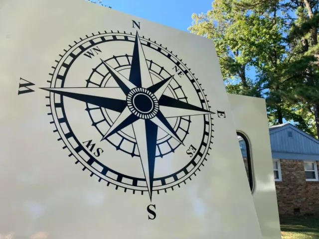 Camper RV Truck Car Decal Vinyl Sticker Travel Compass removable, Gift Adventure