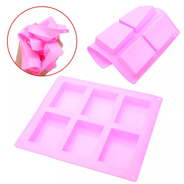 6 Cavity Plain Rectangle Soap Mold Silicone Craft DIY Making Homemade Cake Tool