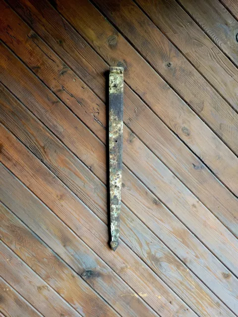 19c Antique Hand Wrought Forged Iron Barn Door Strap Hinges 31"