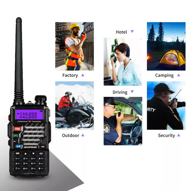 Baofeng UV-5R Plus Walkie-Talkie VHF UHF 5 WATT Handheld Hand-Funkgerät DE 3