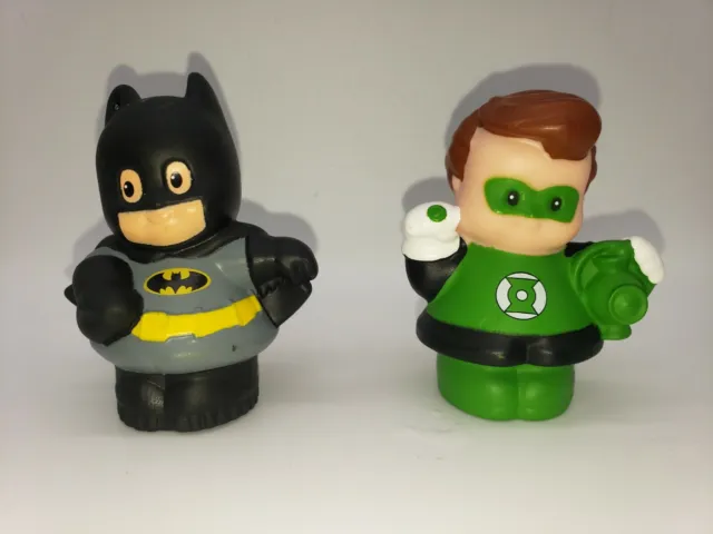 Set of 2 Fisher Price Little People Super Heroes Batman Green Lantern