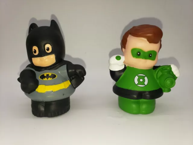 Set of 2 Fisher Price Little People Super Heroes Batman Green Lantern