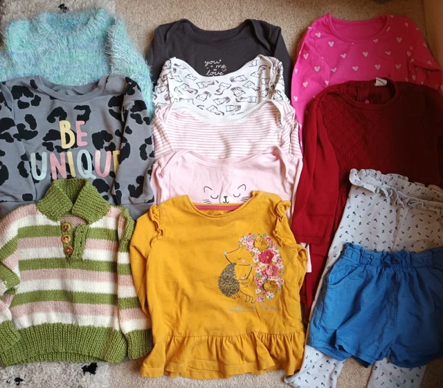 12-18 Months Baby Girl Spring Clothes Bundle, 12 Items, Colourful Cats Handmade