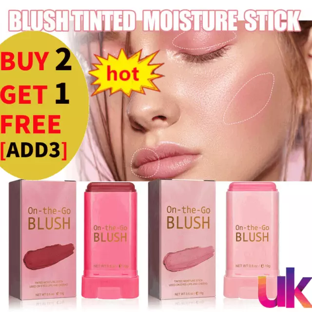Lipstick Blusher Stick,3 in1 Cream Blush for Lip Cheek Eye,Blush Stick|for Women