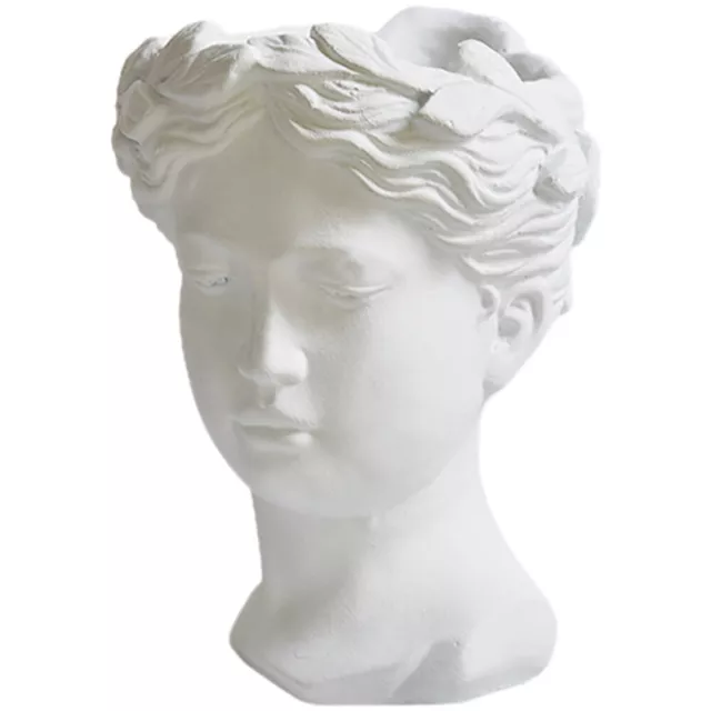 Vintage Women Head Planter Greek Roman Style Cement Pot