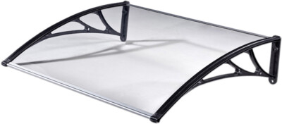 IDMarket Pensilina Per Porta Josy 80x113 Cm Nero - Policarbonato Trasparente E Acciaio, Fai Da Te