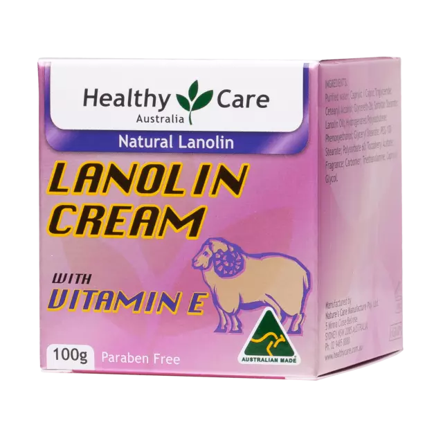 NEW Healthy Care Lanolin Cream With Vitamin E 100g HealthyCare