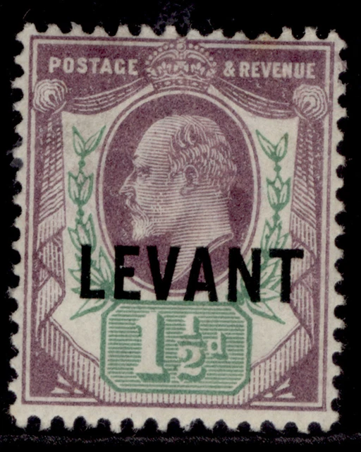 BRITISH LEVANT EDVII SG L3a, 1½d pale dull purple & green, M MINT. Cat £25.