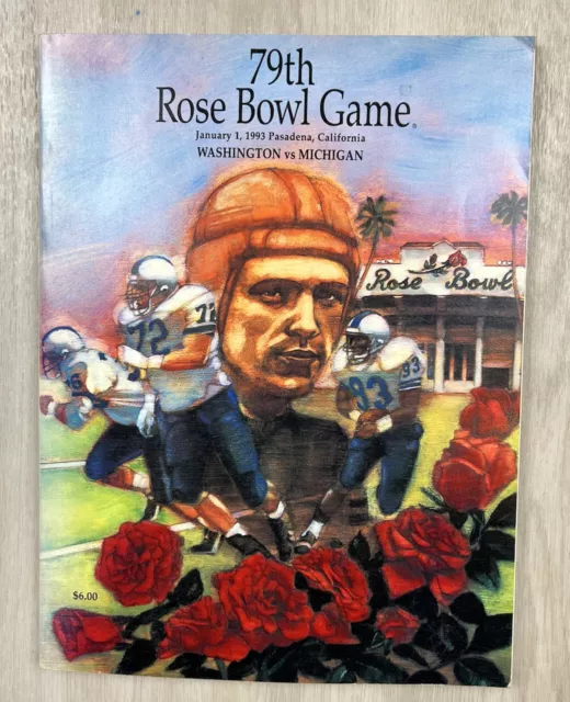 1993 Rose Bowl Football Game Program Washington Huskies vs Michigan Wolverines
