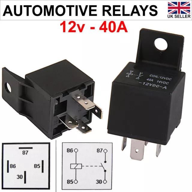 Relay 4-pin 12v 40Amp Automotive Normally Open Contact with Bracket for Car Van