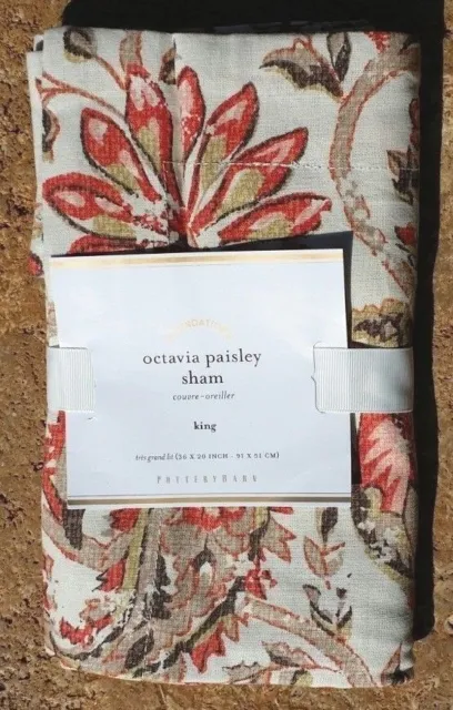 Pottery Barn ~ Octavia Paisley King Sham ~ 2 Available ~ New Bedding