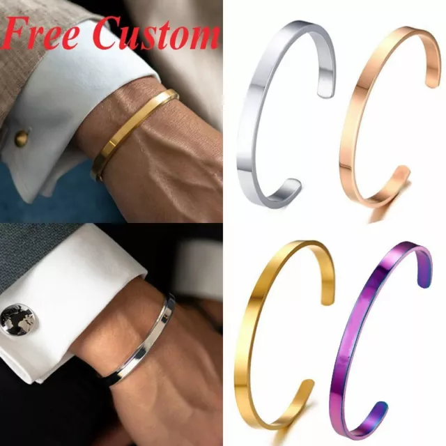 Personalized Stainless Steel DIY Custom Letter Name Bracelet Cuff Bangle Gift