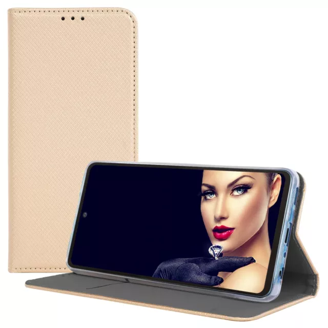 Coque Housse Etui à clapet pour Xiaomi Redmi 12C Bookstyle Flip Pochette or